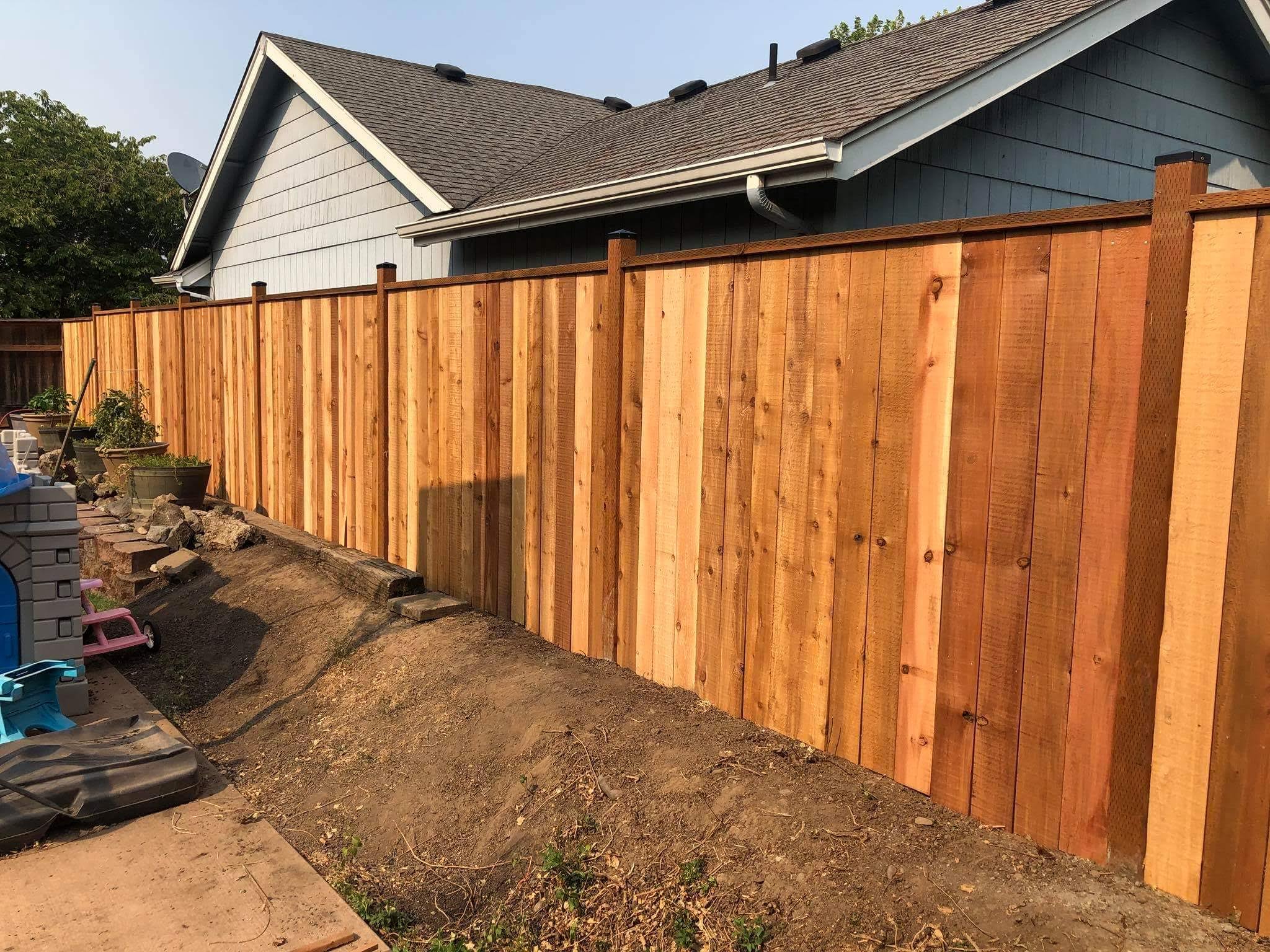 Premium modern wooden privacy fence installation